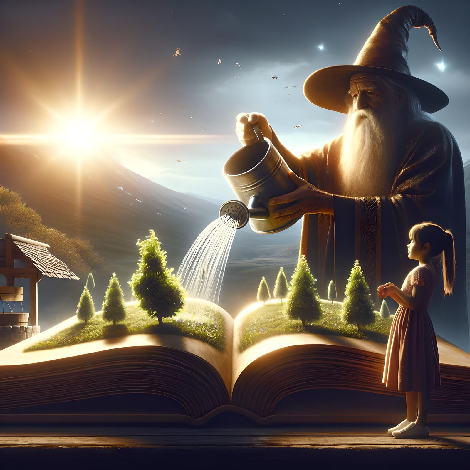 Wizard Nurtures Wisdom in a Book Garden