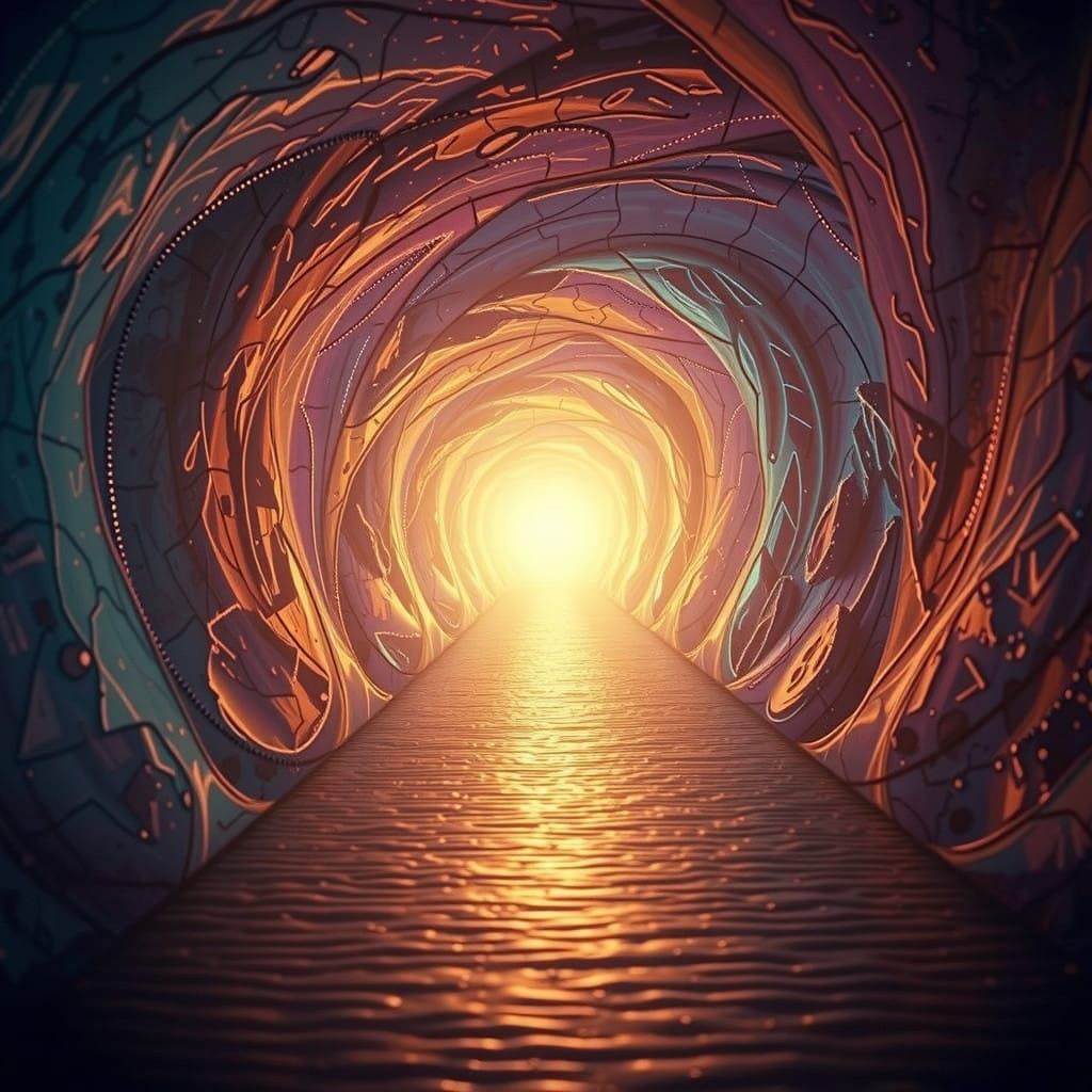 Surreal Tunnel Unfolds in Hypnotic, Swirling Patterns