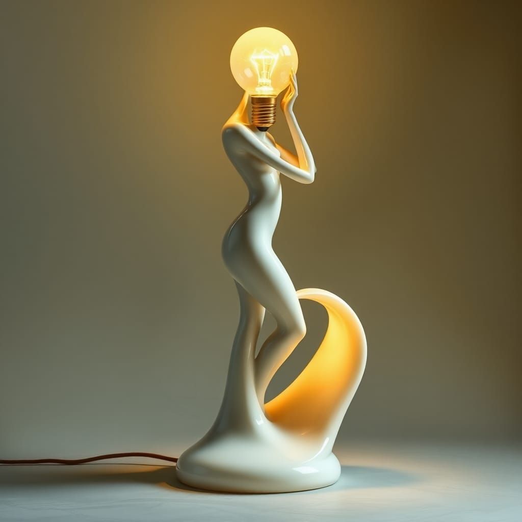 Elegant Woman Table Lamp in Surrealist Style