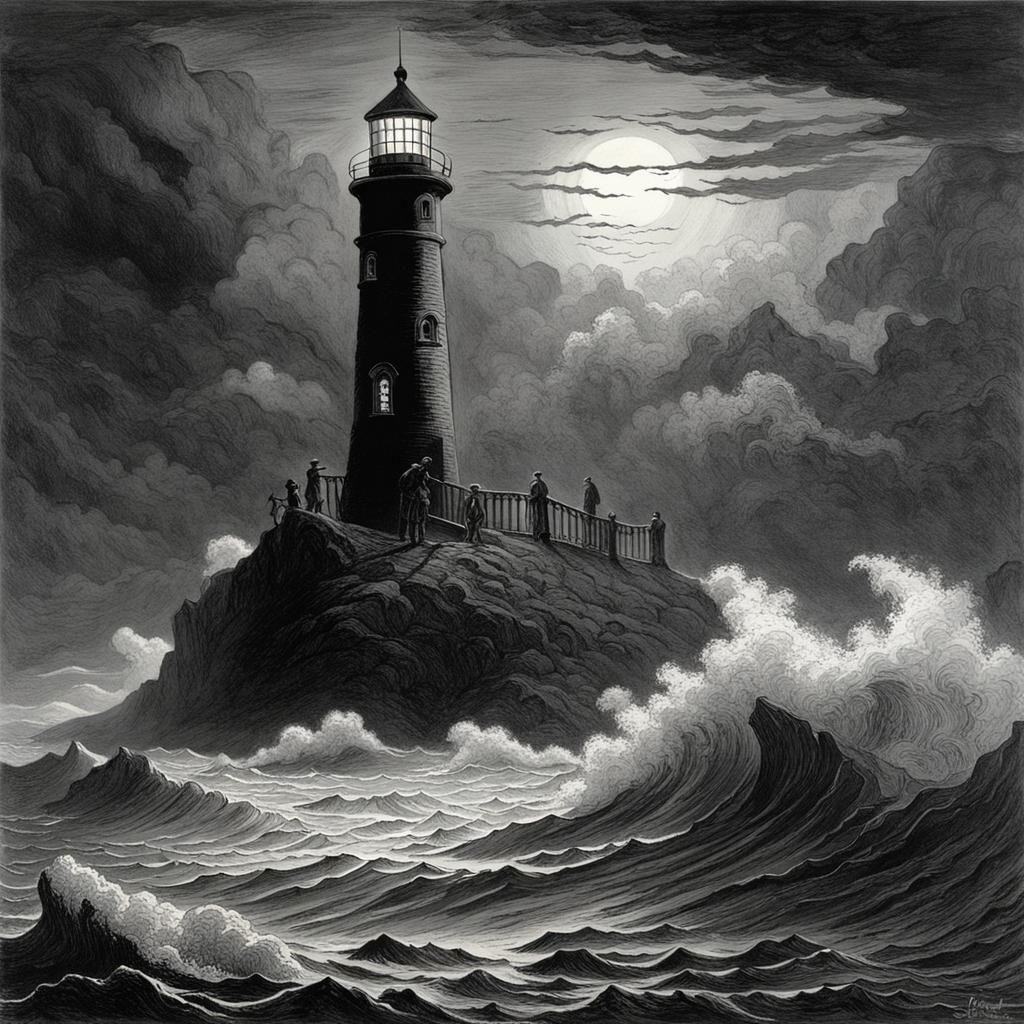 Eerie Lighthouse in a Dark Gothic Horror Style