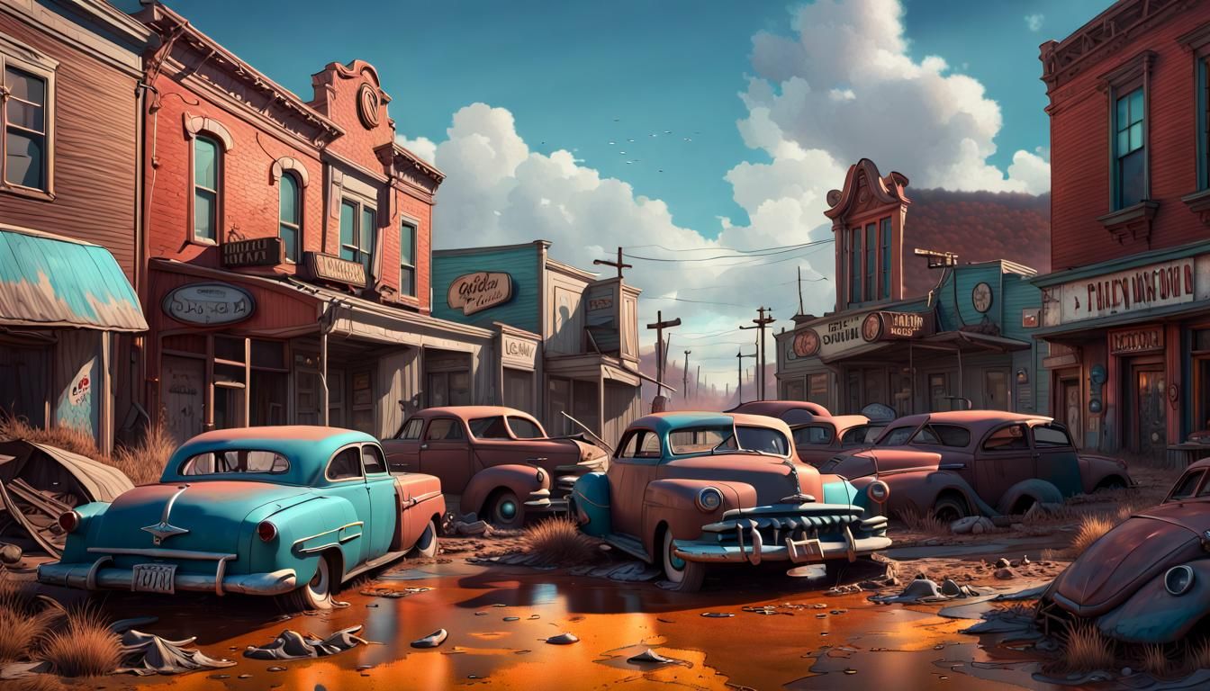 Surreal Dying Town: Matte Painting of Despair