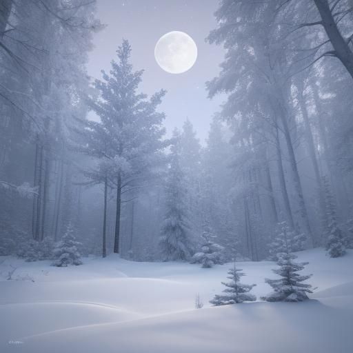 White Bunny in Winter Wonderland, Digital Art