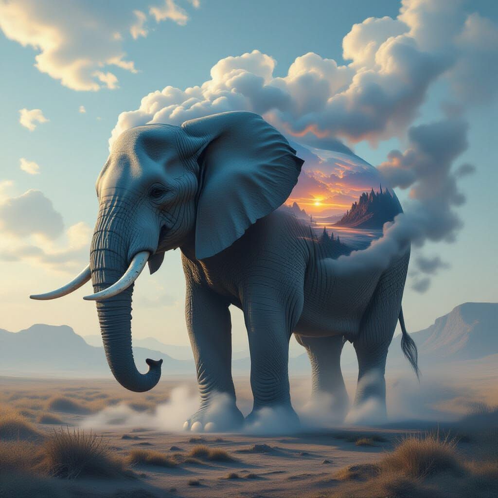 Ethereal Smoke Elephant Dreamscape