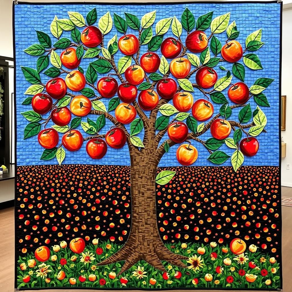 Apple Tree Mosaic Quilt with Exploded Assembly