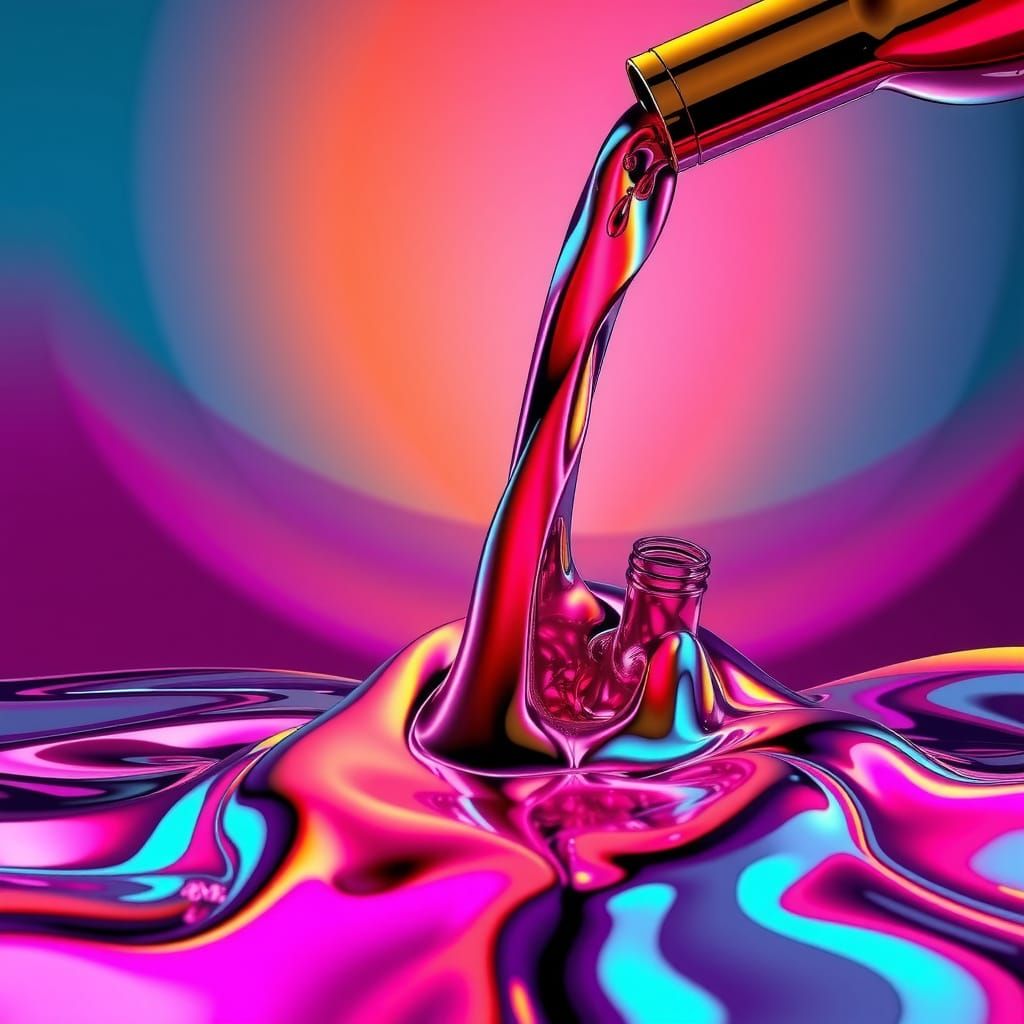 Sleek Chrome Wine Pouring in Futuristic Flow