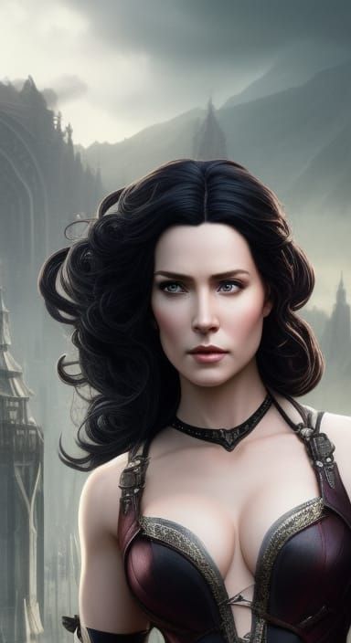 Elegant Witcher-Inspired Yennefer in Intricate Iron and Brow...