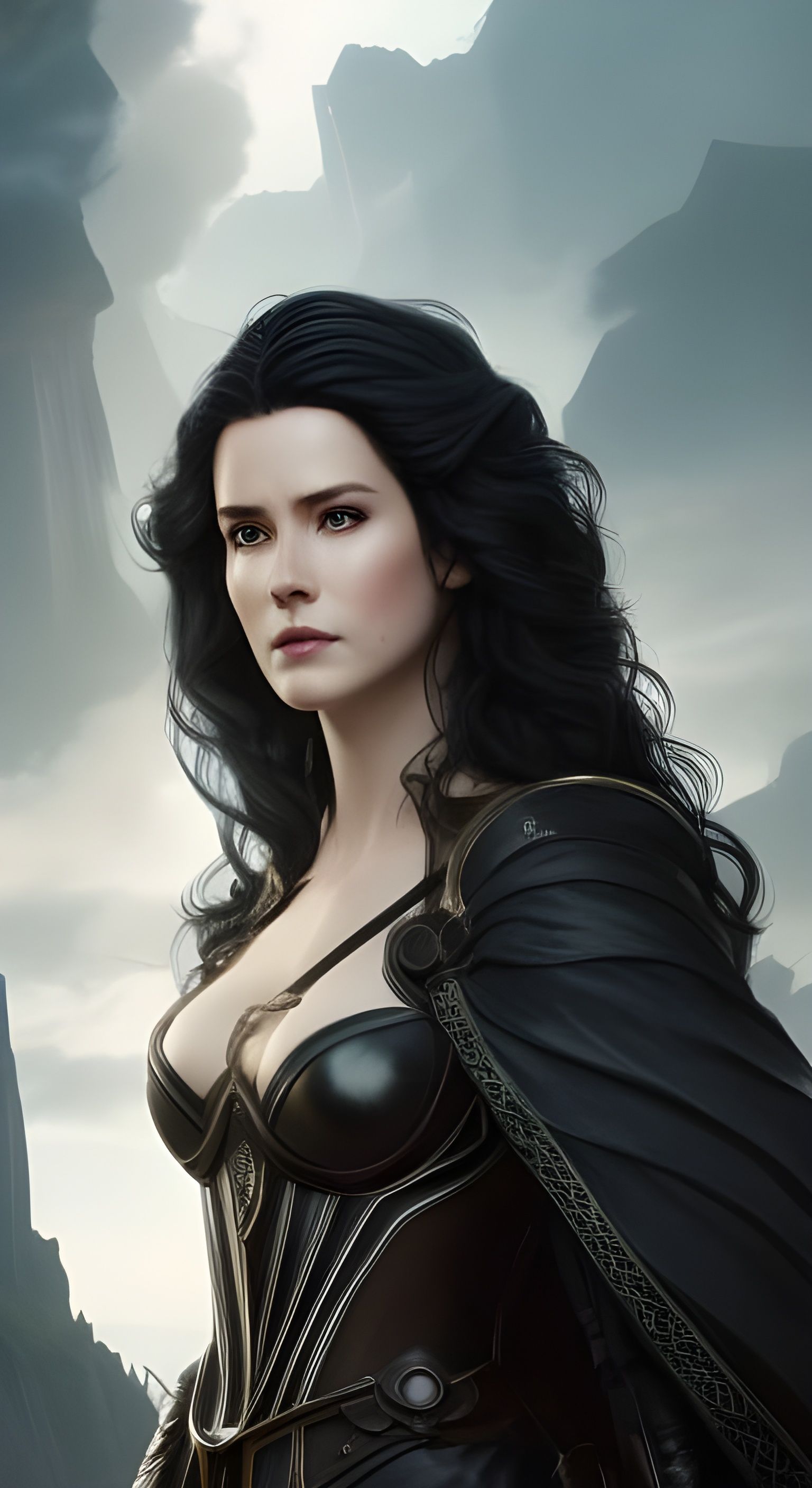 Yennefer in Intricate Armor: Digital Illustration