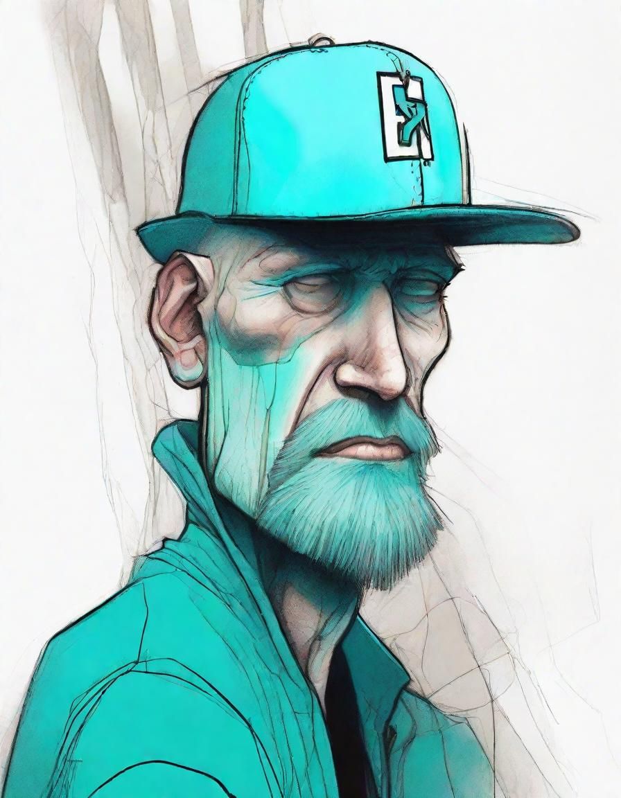 Expressionist Thumb-Faced Skinhead Portrait in Brown and Tea...