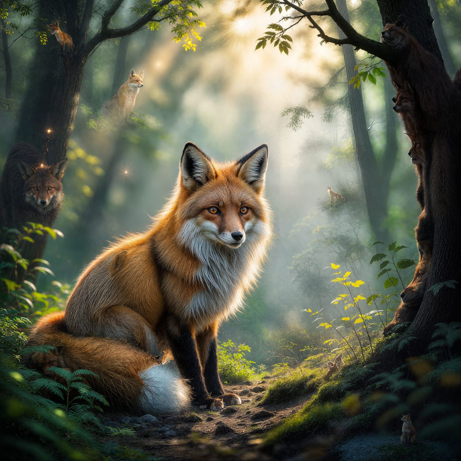 Majestic Fox in Golden Fur at Forest Edge