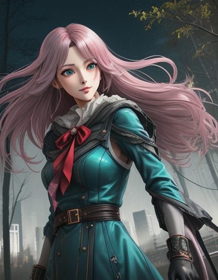 Whimsical Art Nouveau Anime Art in Pastel Hues