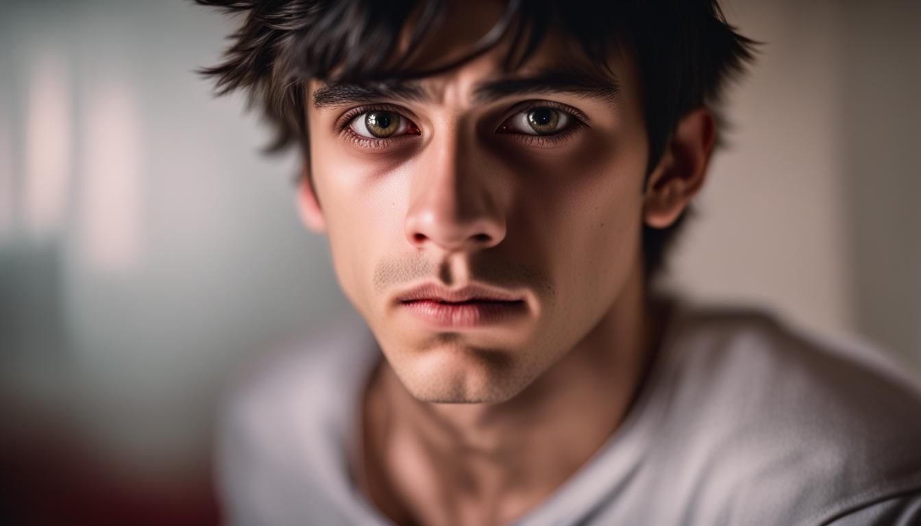 Possessed Teenager Stares Intensely in Hotel Room