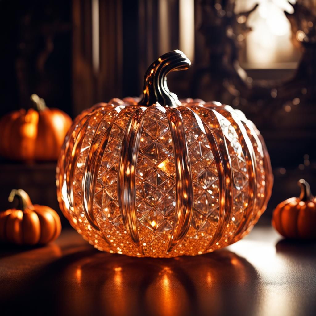 Exotic Jeweled Crystal Halloween Pumpkin