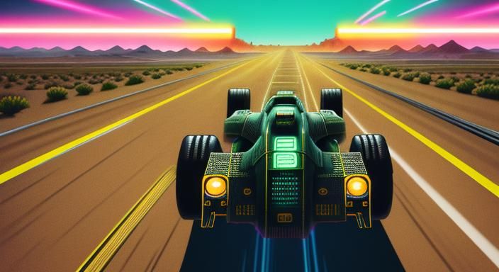 Robot Road Battle: Hand-Painted Anime Illustration