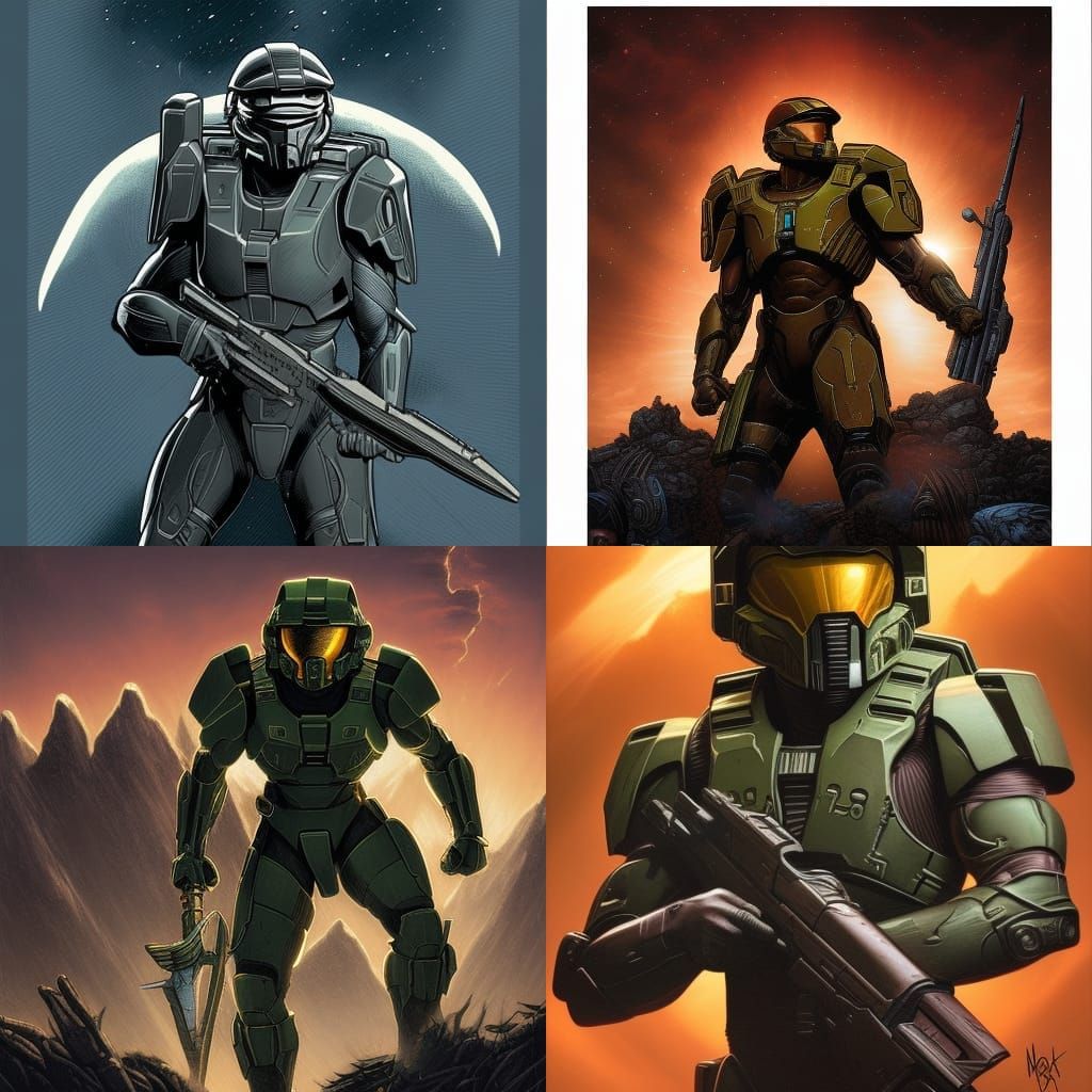Halo Spartan in Comic Book Art Style