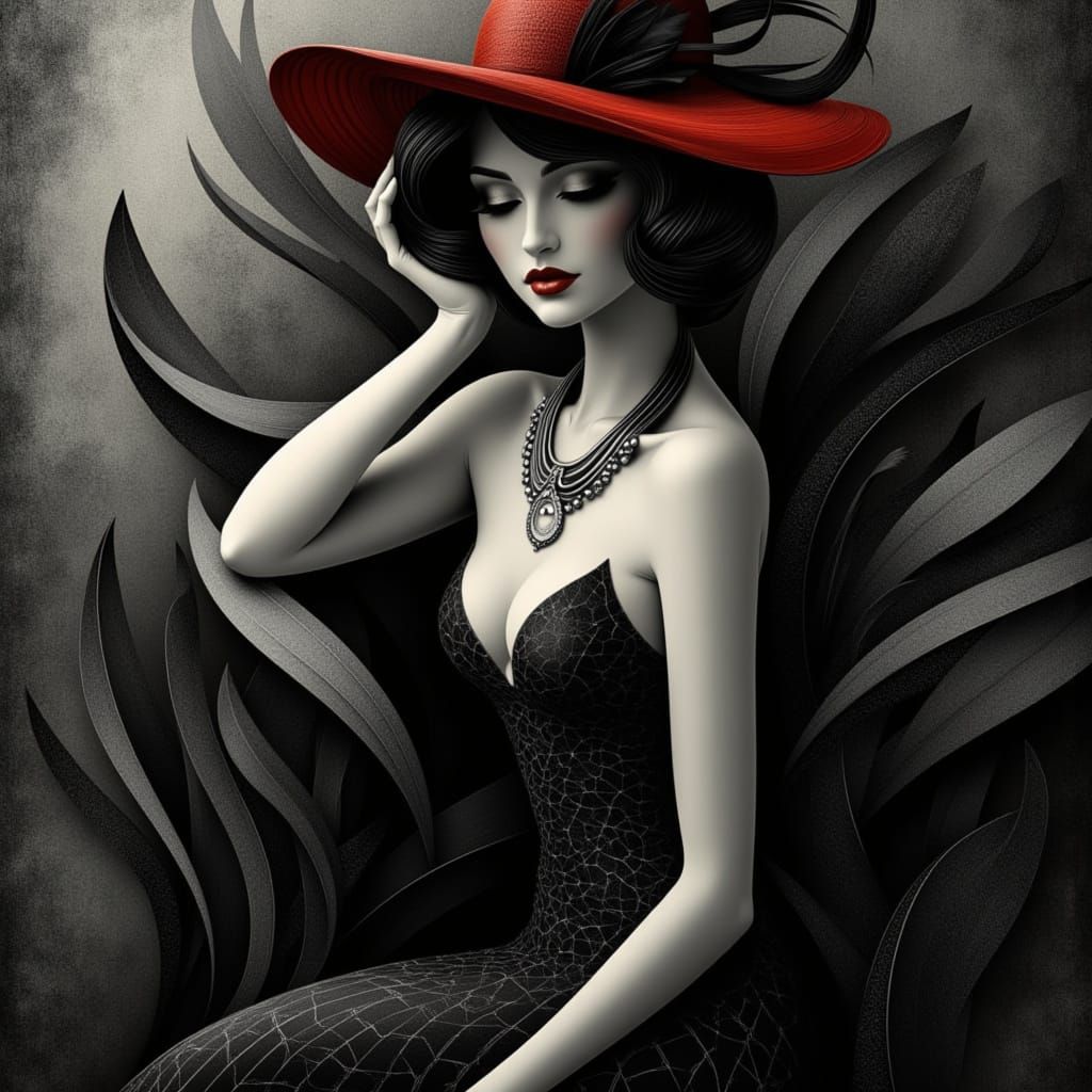 Elegant Woman in Art Deco Portrait