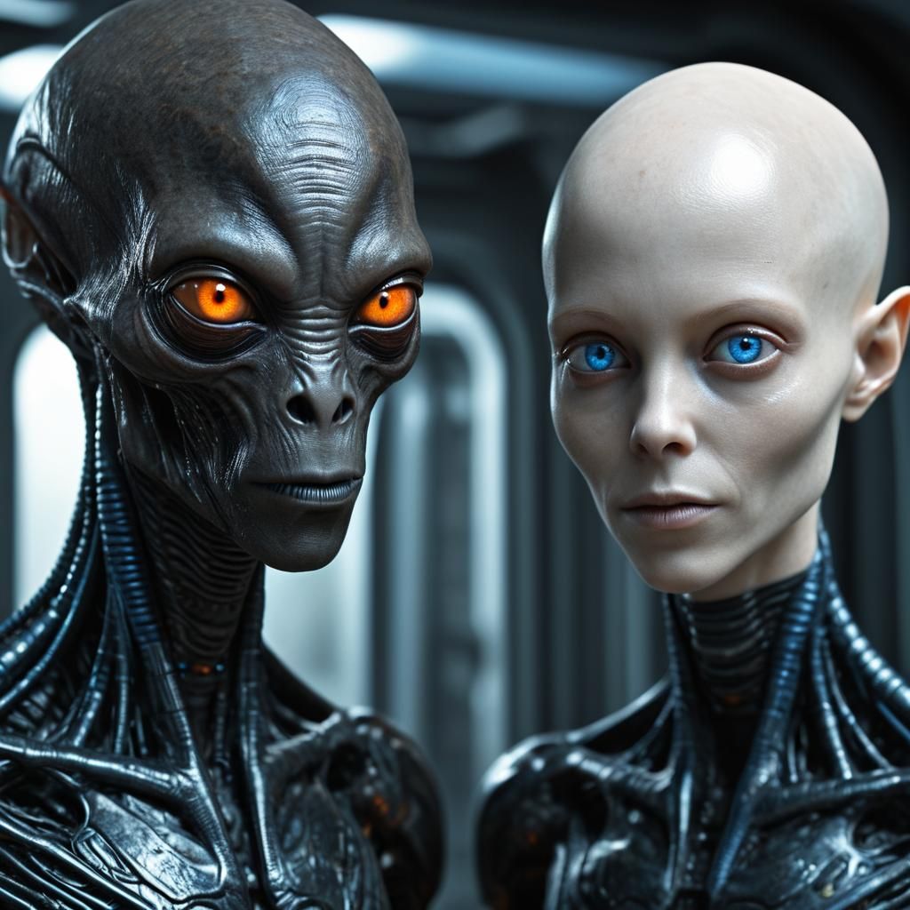 Biomechanical Alien Scientists with Cybernetic Enhancements