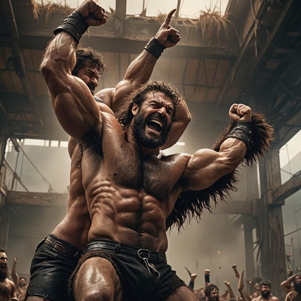 Hairy Wrestlers: Epic Cinematic Digital Matte Painting