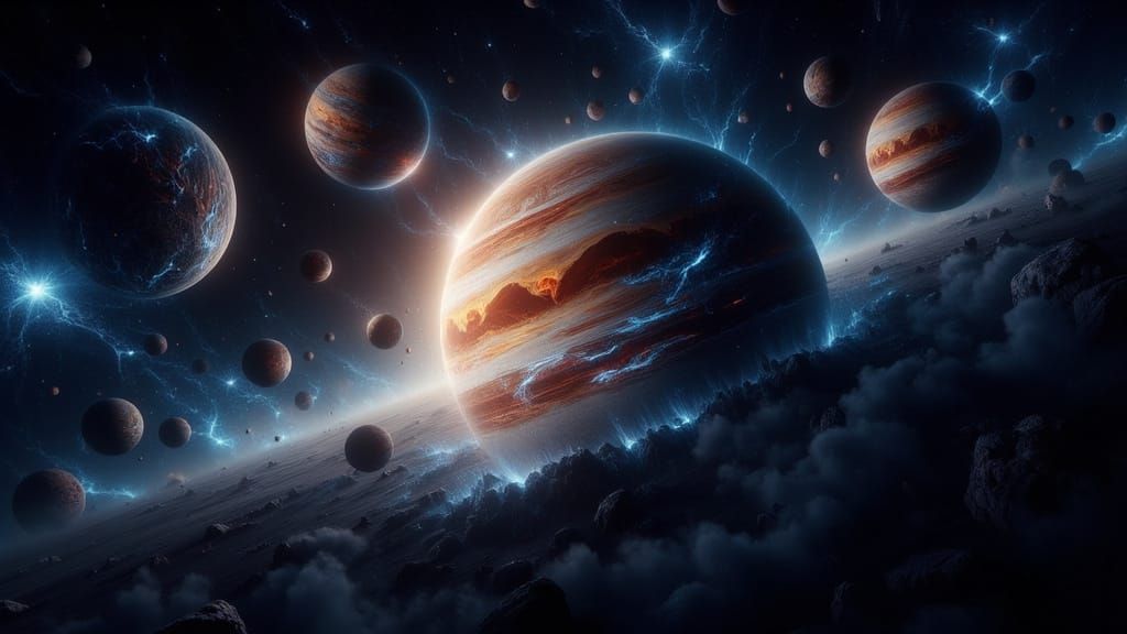 Ethereal Jupiter-Like Gas Giant in Cosmic Orbit with Swirlin...