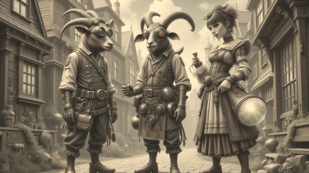 Steampunk Goat Engineer Meets Victorian Seamstress and Sprit...