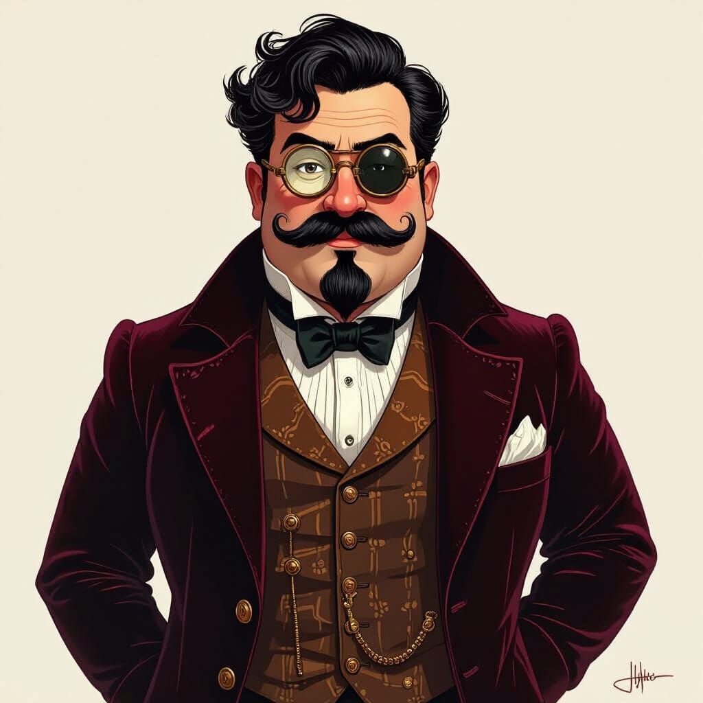 Steampunk Professor with Monocle and Moustache