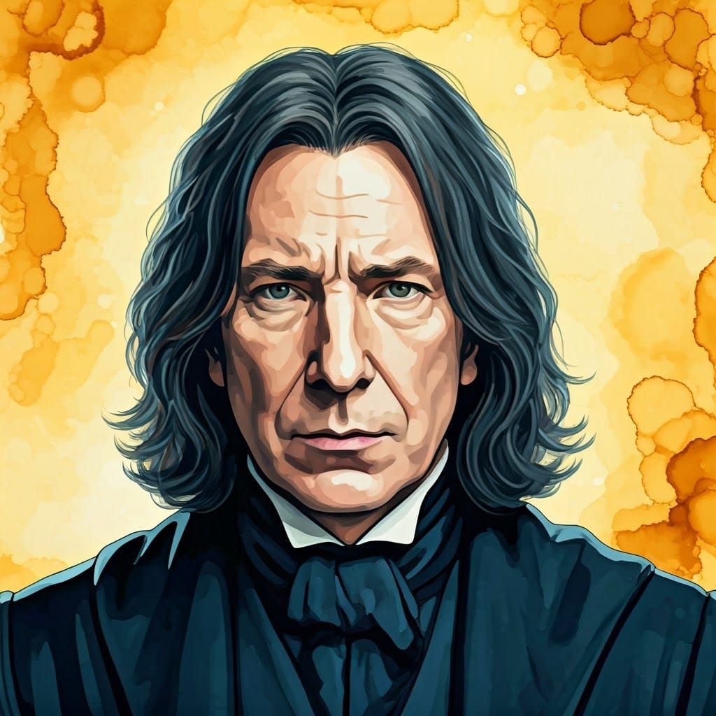 Severus Snape Portrait in Alcohol Ink Style
