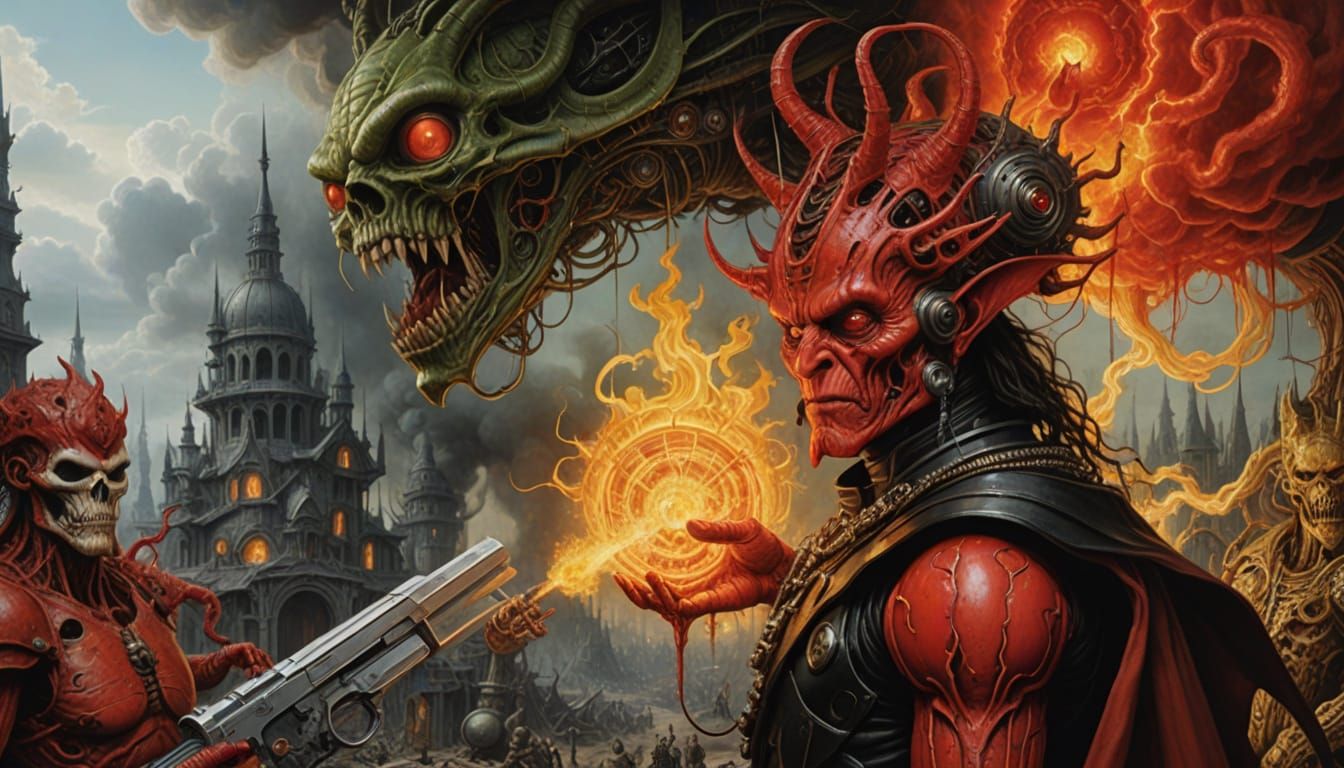 Surrealistic Battle Scene at the Edge of the Abyss in Hyperr...