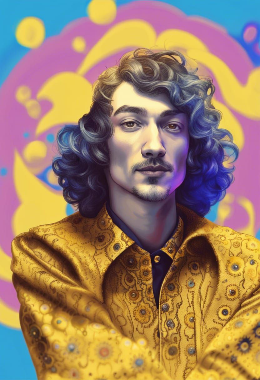 Handsome Drag King in Klimt-Inspired Digital Illustration