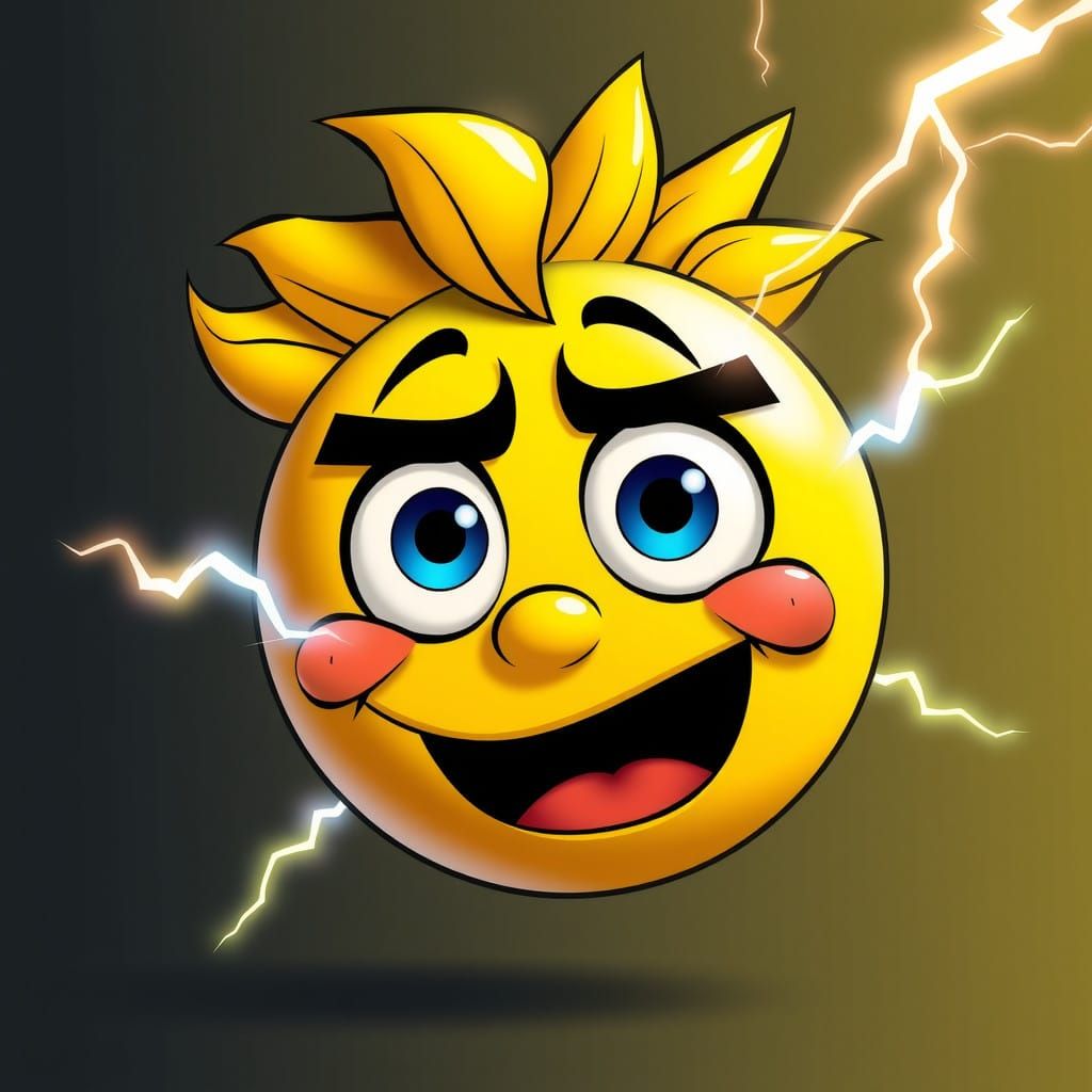 Disney-Pixar Style Cartoon Smiley Face in Shock