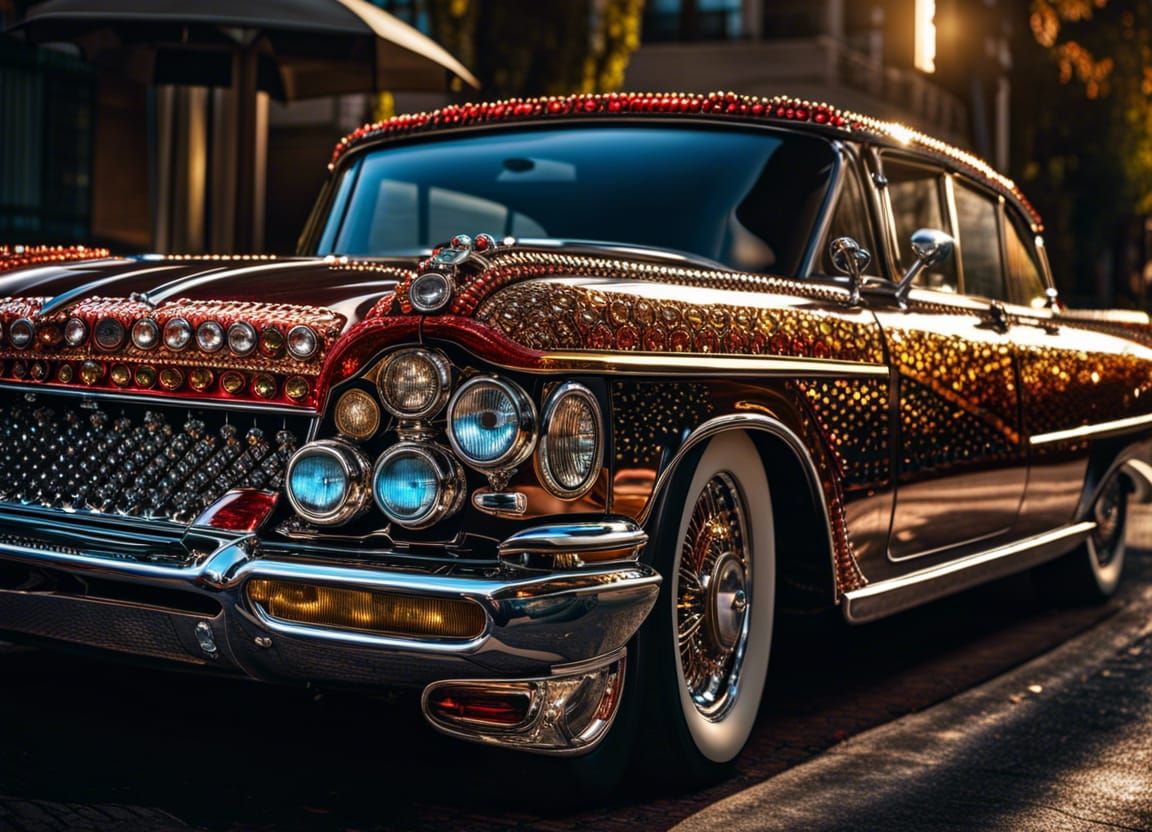Bejeweled Car in Hyperrealistic Style