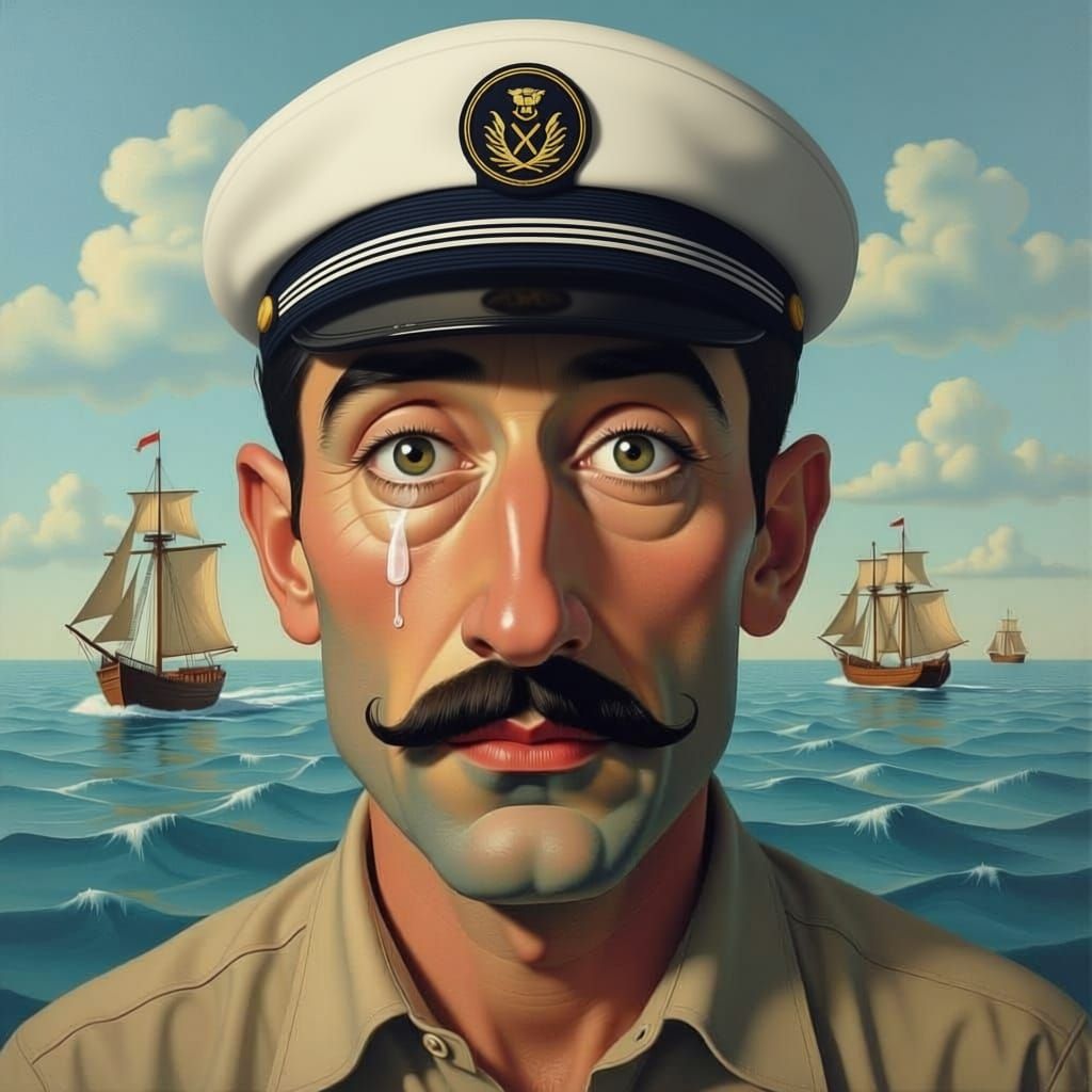 Surreal Seaman's Eyes Flowing Salt Water in Dali Style