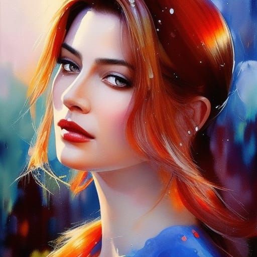 Detailed Watercolor Portrait with Dynamic Lighting