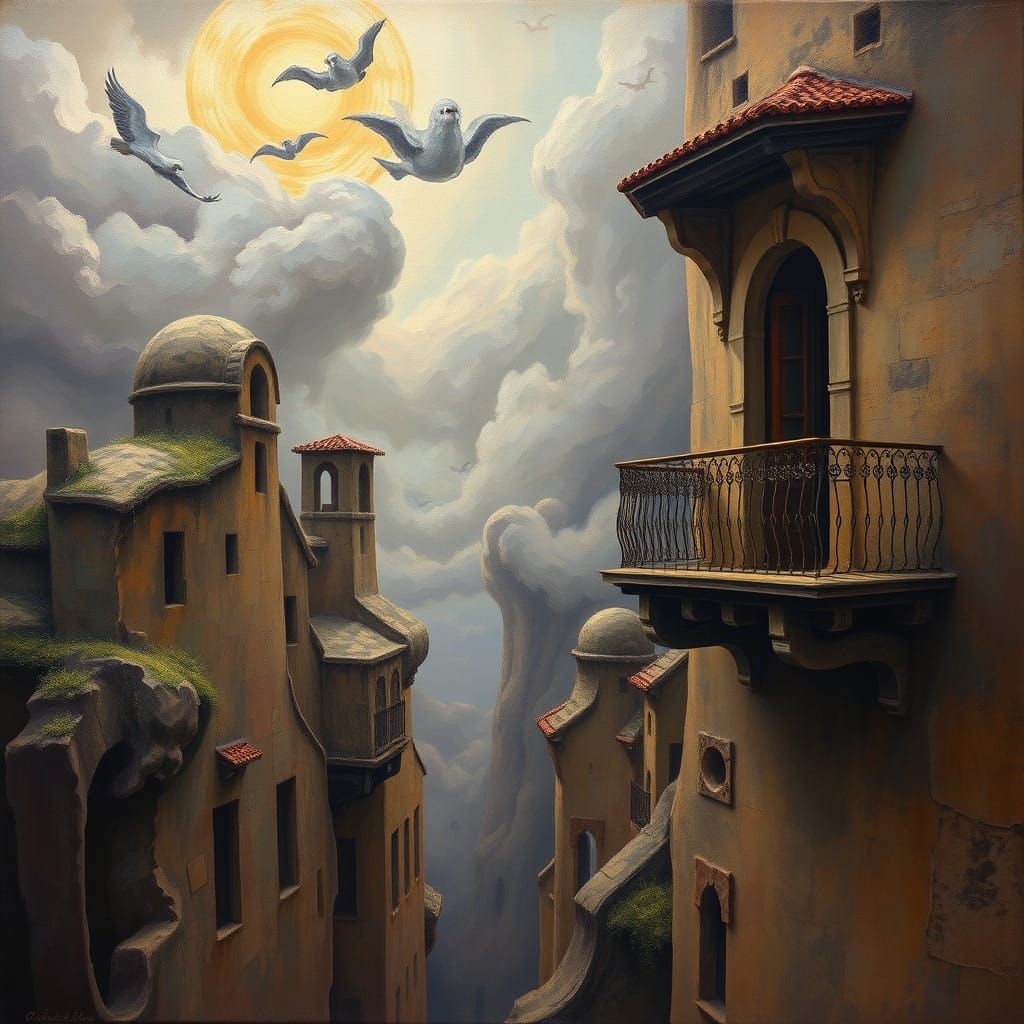 Surrealist Landscape in Muted Earthy Colors with Ethereal Qu...