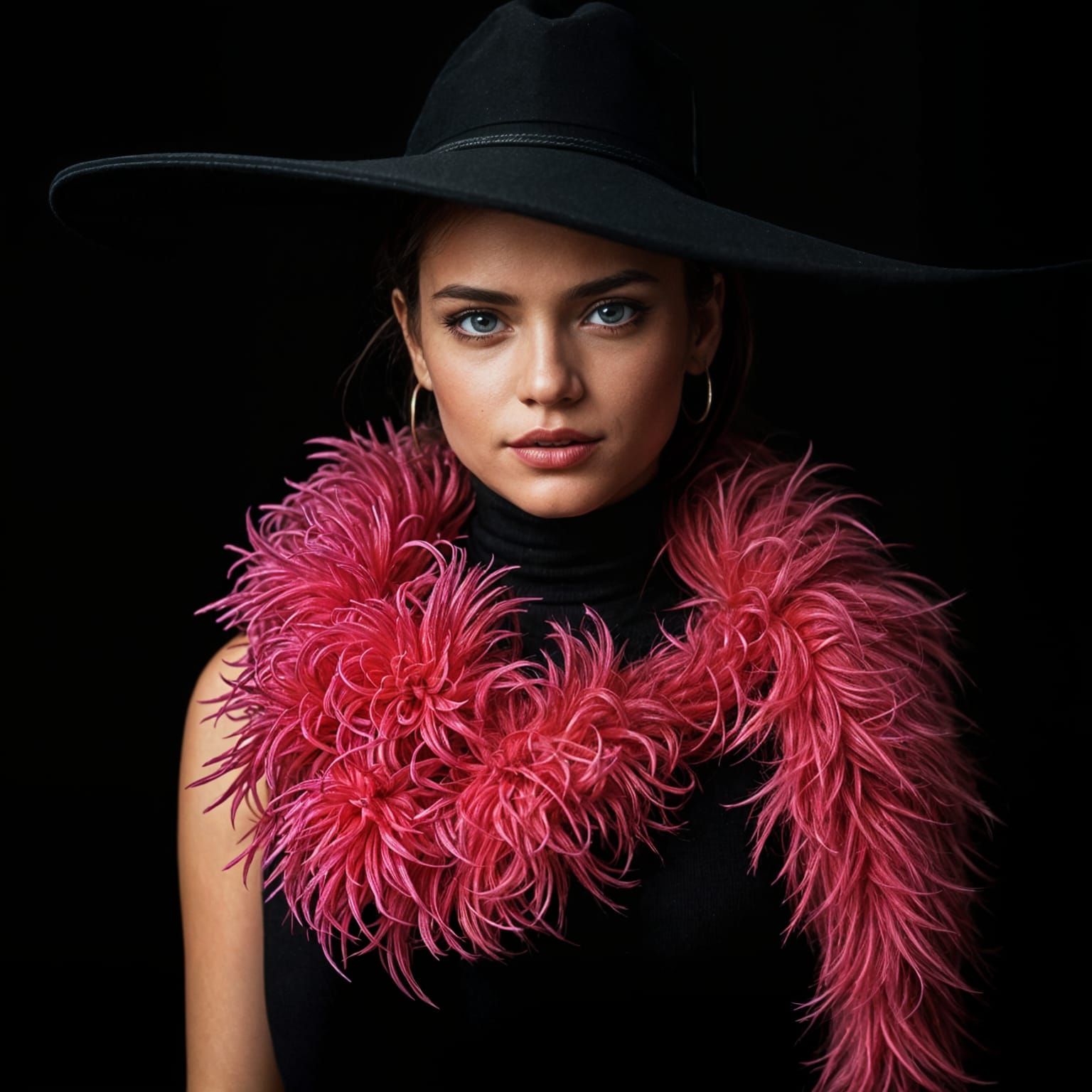 Fashion Portrait with Pink Boa in High Key Lighting