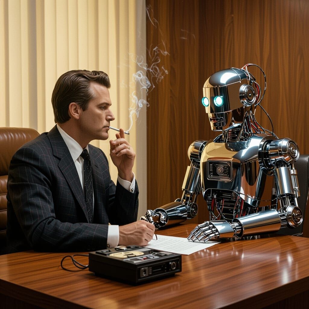 Retrofuturistic Interview: Man and Robot in 1960s Style