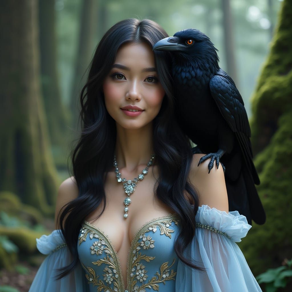 Hyper-Realistic Portrait of a Woman in Mystical Forest