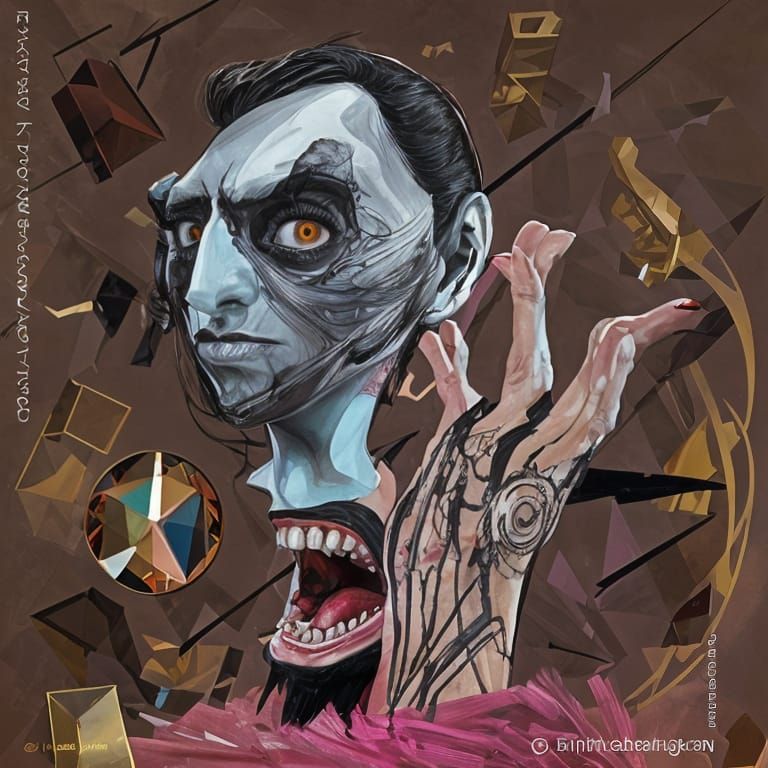 Gothic Vampire's Bite in Geometric Abstract Art