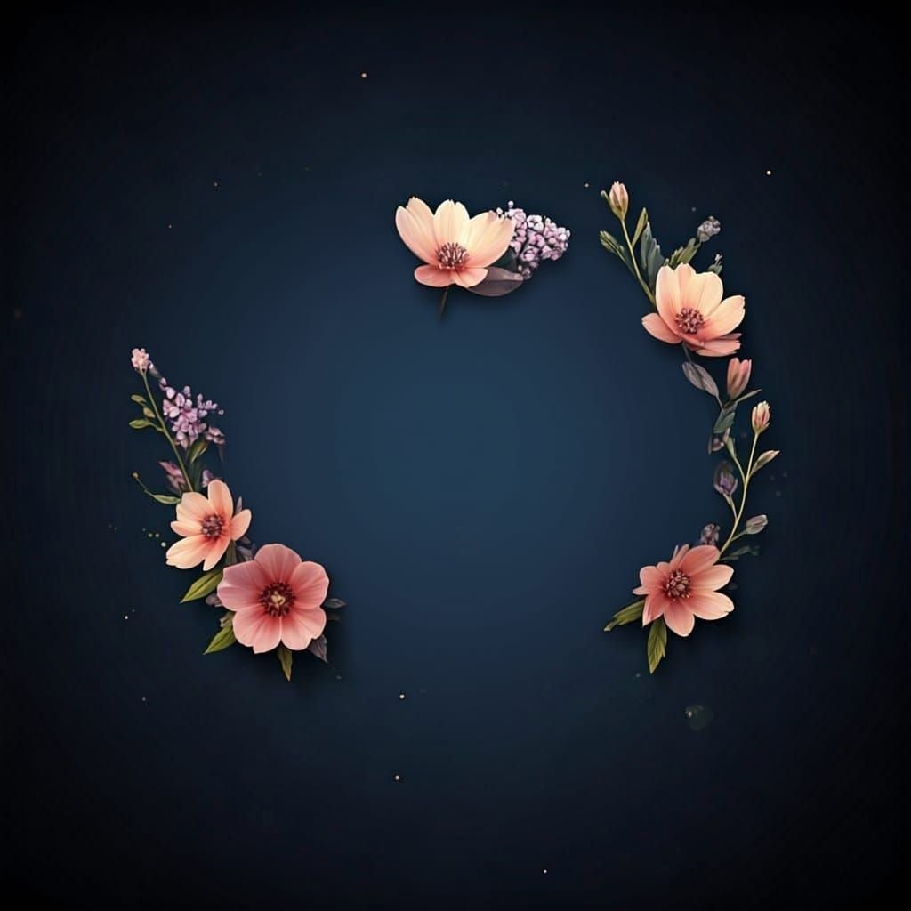 Ethereal Golden Typographic Art with Whimsical Flowers and S...