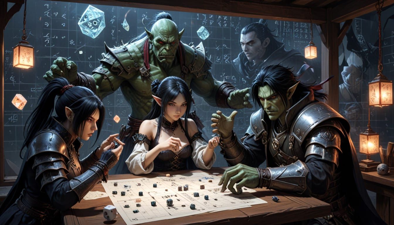 Epic Tabletop RPG Scene in Chiaroscuro Style