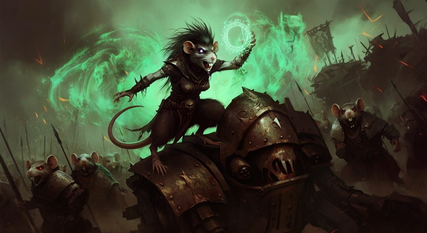Dark Fantasy Skaven Mech Masterpiece in Oil