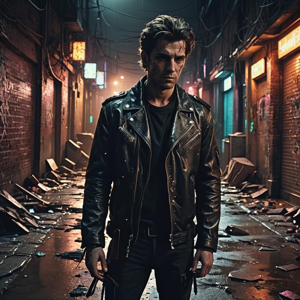 Mysterious Villain in Dark Alleyway: Cinematic Still