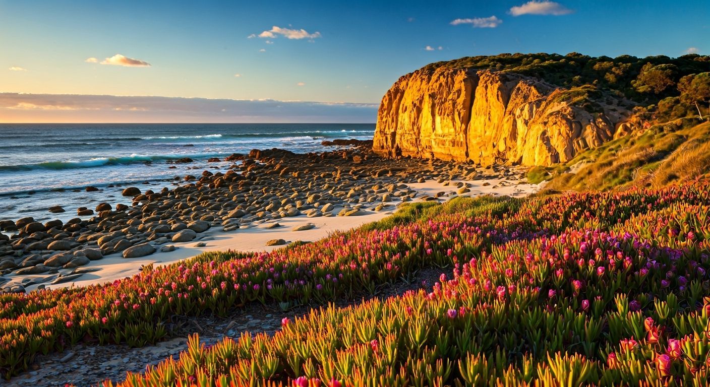 Australian Beach at Dusk in Van Gogh Style