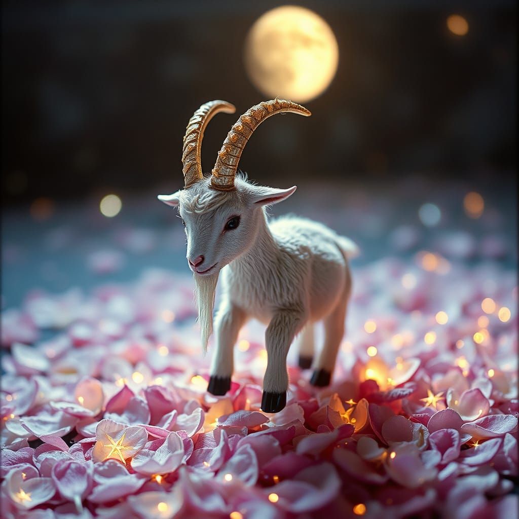 Miniature Cosmic Goat Embroidering Constellations