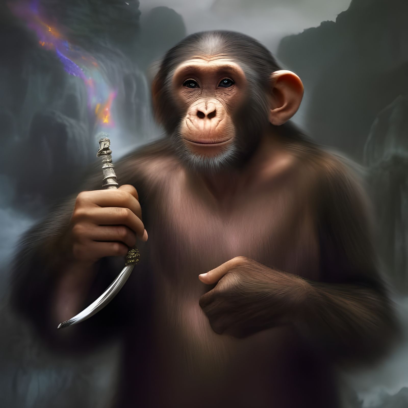 Chimpanzee Hobbit in a Fantasy Wonderland