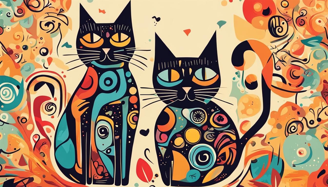 Minimalist Stick Art of Two Cats