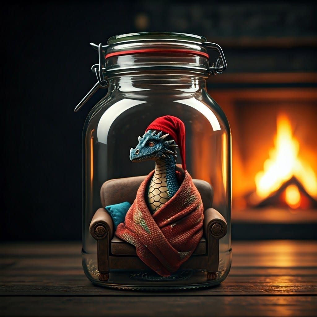 Dragon in a Jar: Cozy Fireplace Scene