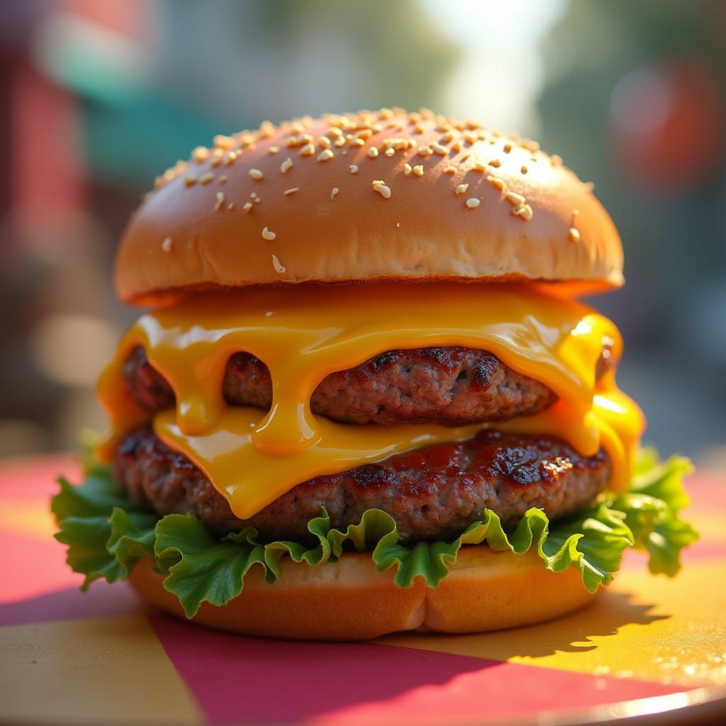 Delicious Cheeseburger with Melted Cheddar in Digital Art