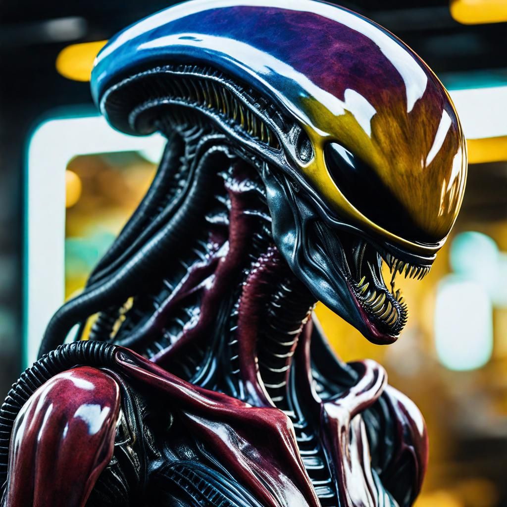 Xenomorph: Realistic Horror in Klimt-Inspired Colors