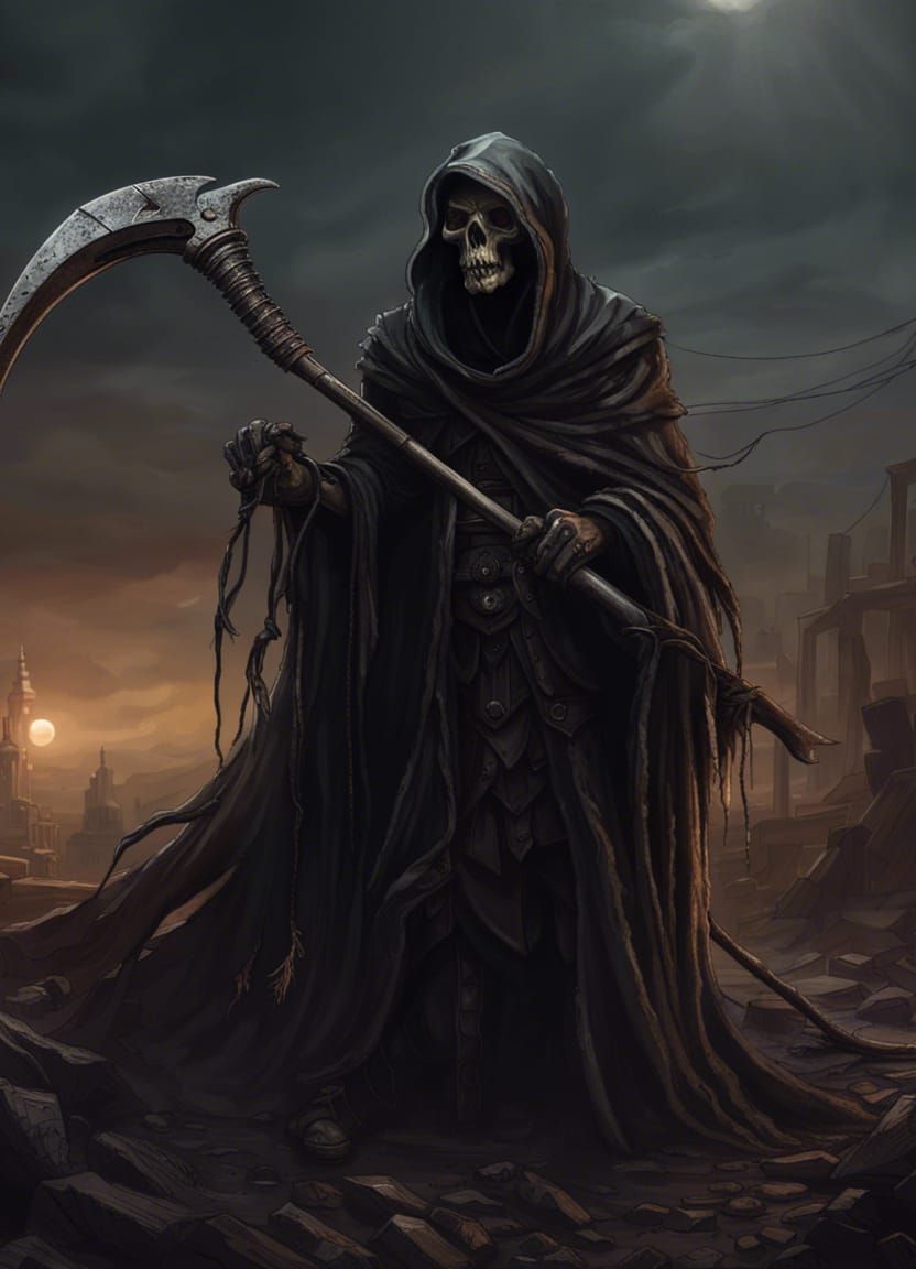 Grim Reaper in Lovecraftian Post-Apocalyptic World