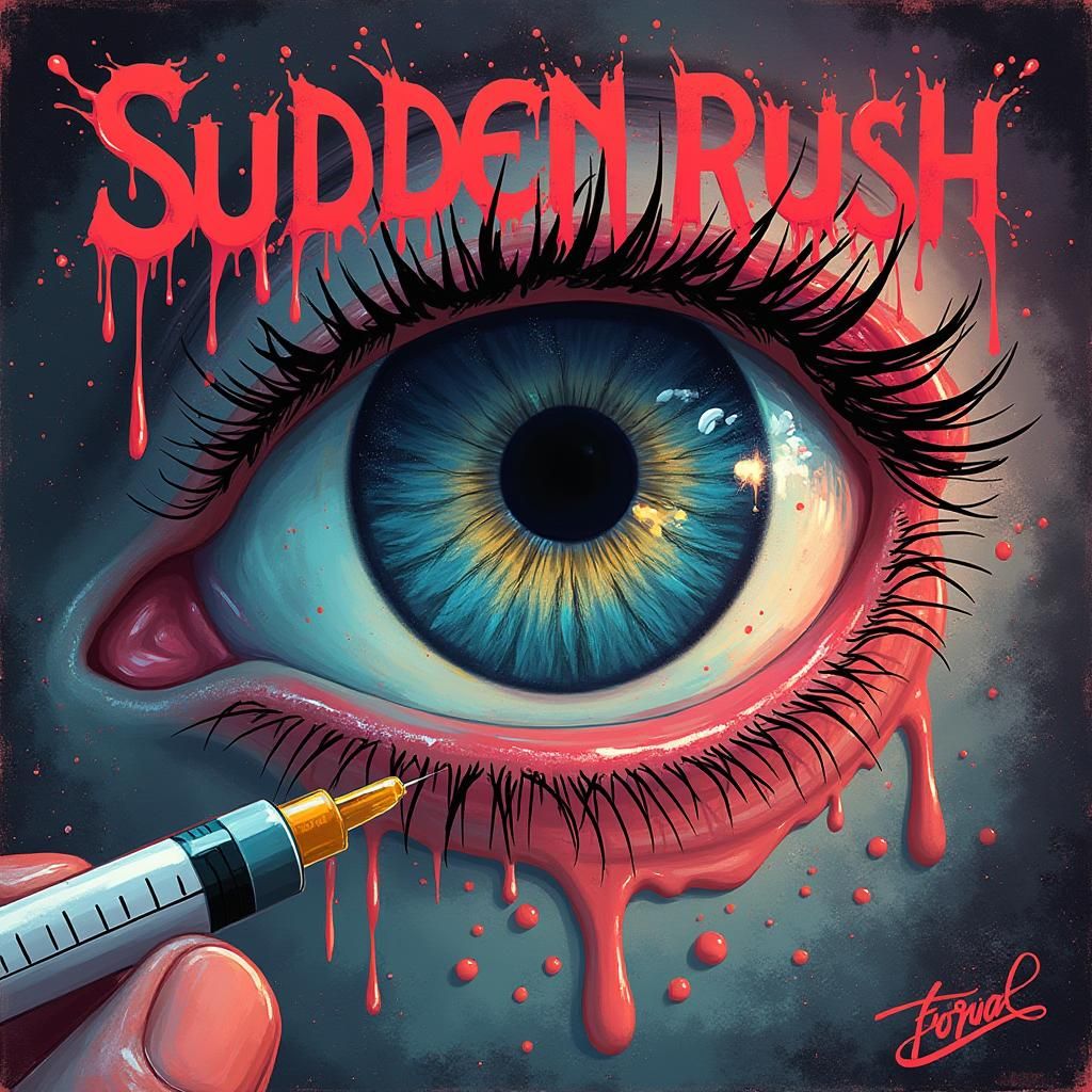 Sudden Rush Album Cover Art: Syringe and Eyeball