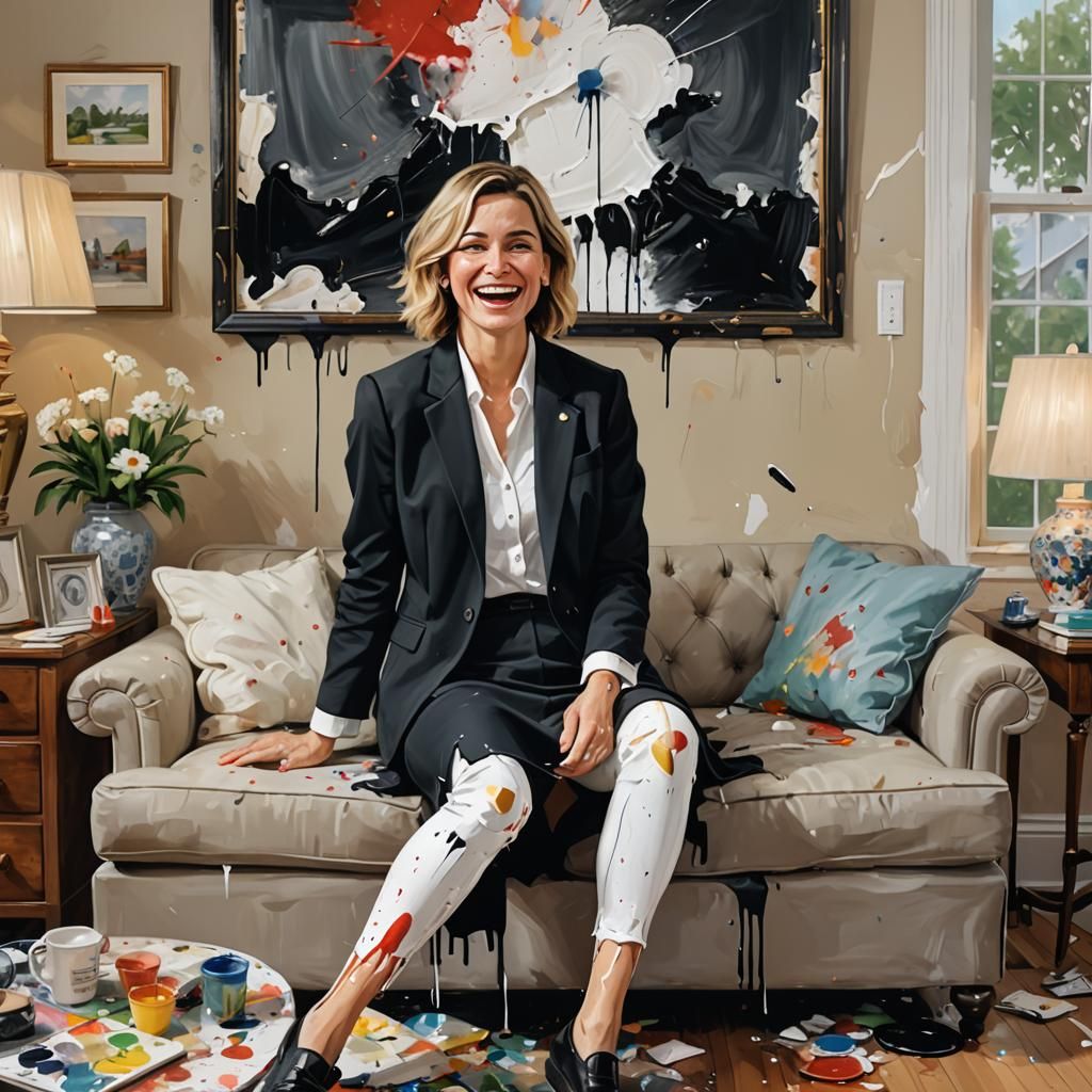 Humorous Paint Accident in Cozy Living Room